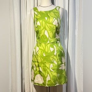 Flora Bea NYC silk twill huge floral print jewel-neck, open-back dress-NWT